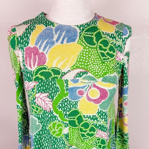 RARE Vintage Diane Von Furstenberg 60s Mod Groovy Psychedelic Green Floral Dress - Picture 2 of 11